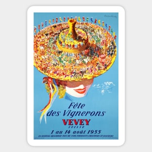 Fête des Vignerons, Vevey Suisse 1955, Poster Sticker